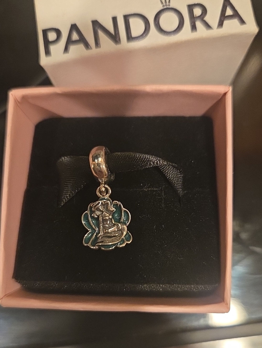 Pandora Silver Teal Disney Little Mermaid Ariel Dangle Charm Retired